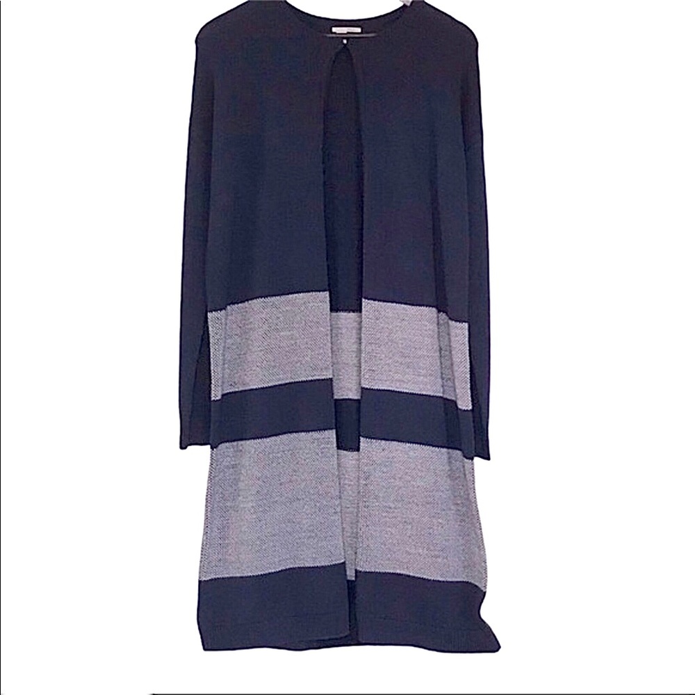 Halogen Striped Merino Wool Blend Duster Cardigan Size Small